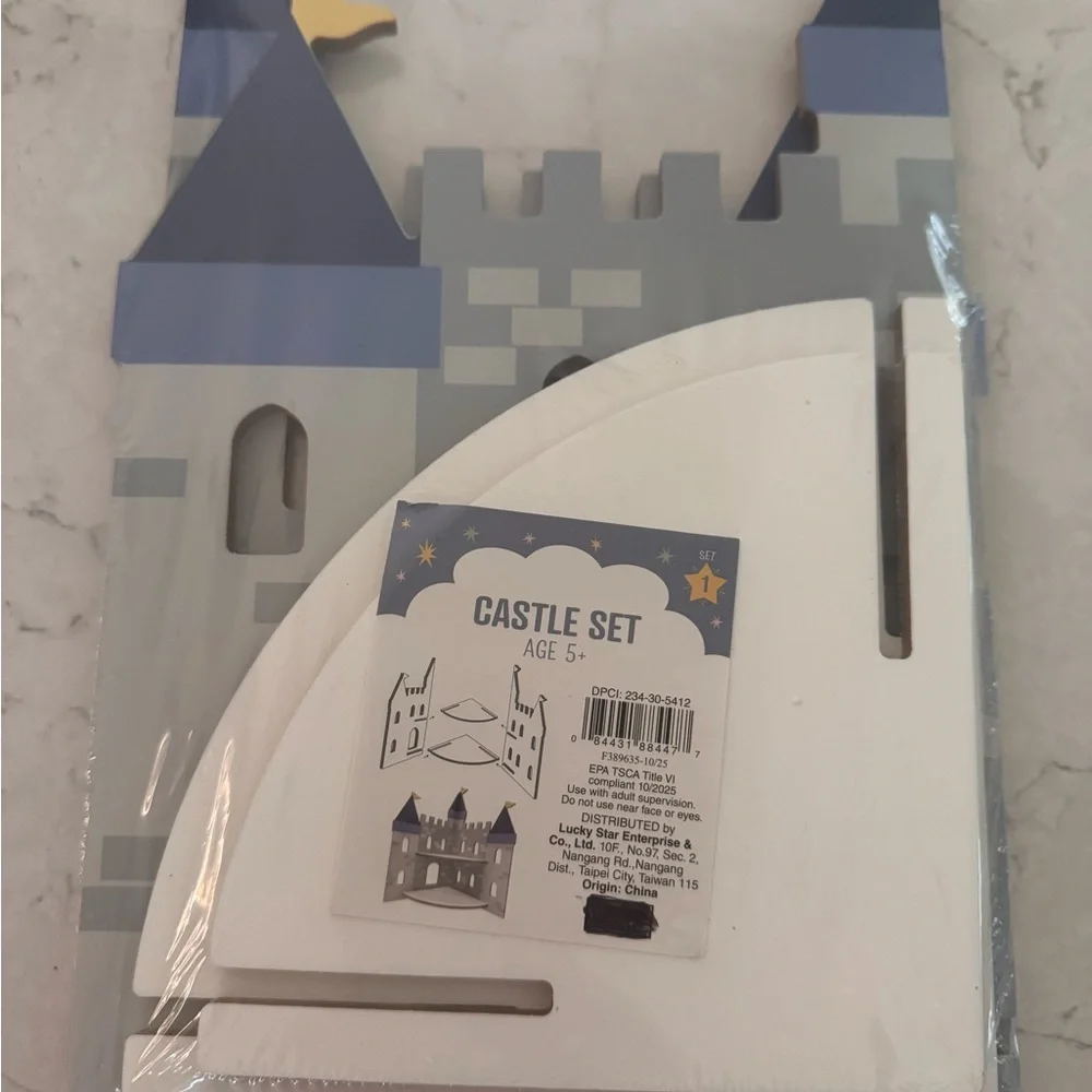 Gray and Blue Castle Wall Shelf - Home Wall Decor